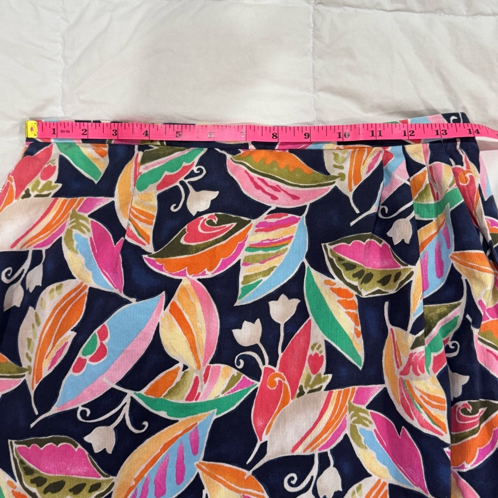 Talbots Womens Maxi Skirt Size 8 Colorful Cotton Corduroy Leaf Print Wrap Petite - Picture 10 of 11